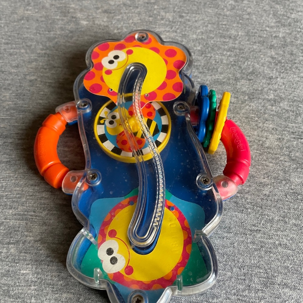 Colorful Kids Rattle Toy with Red, Orange, Yellow, Blue Accents